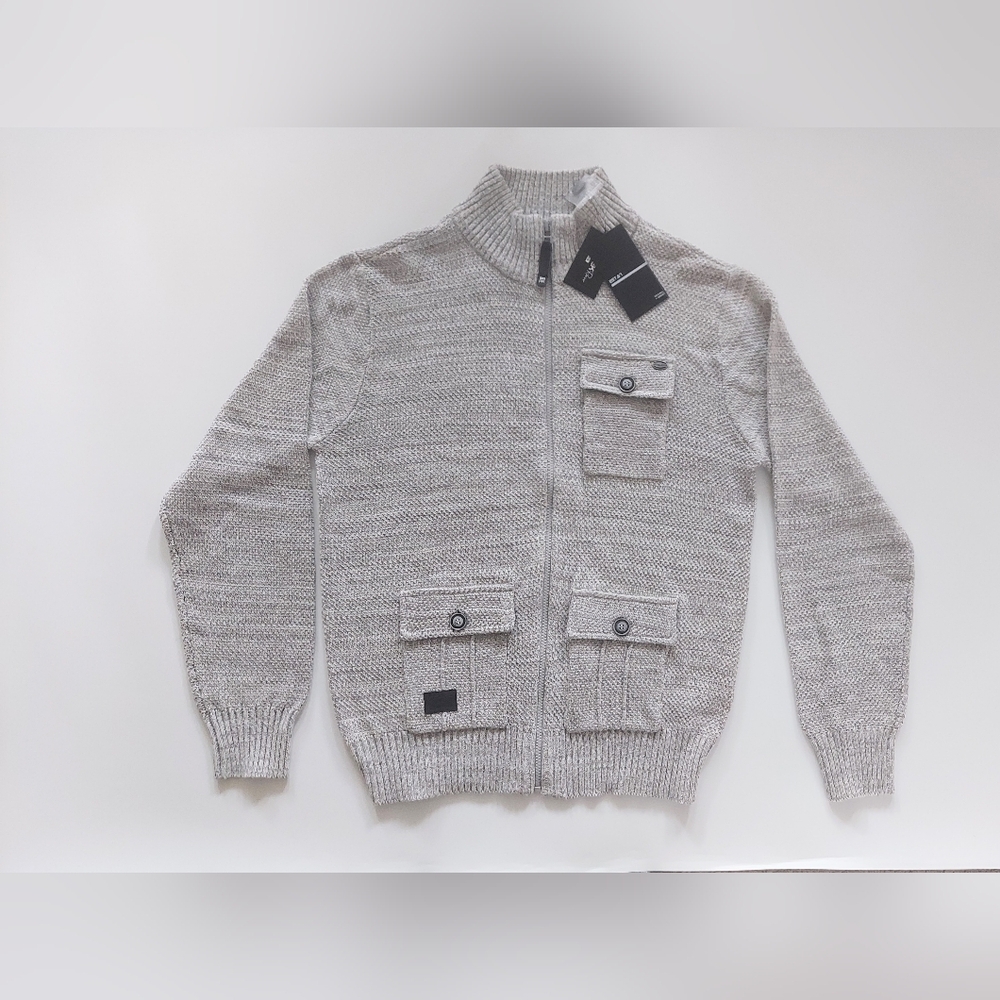 Projek Raw Marled Full Zip Cardigan Sweater Mens Size Large Gray NWT